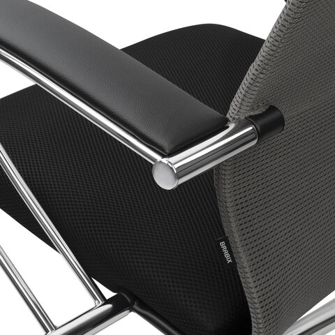 Кресло офисное BRABIX PREMIUM "Ultimate EX-800" хром, плотная двойная сетка Х2, черное/серое, 532912
