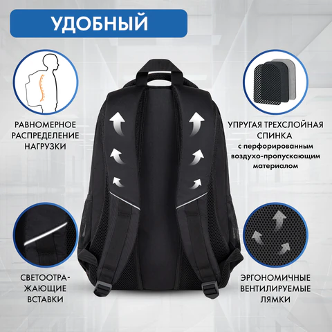Рюкзак BRAUBERG CONCEPT универсальный, 2 отделения, светоотражающий принт, "Disaster", 45х30х18 см, 273848