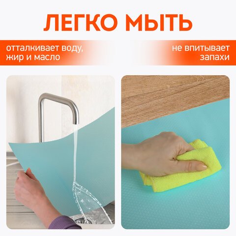 Коврики универсальные 6 шт., 30х45 см, для холодильника, полок, сервировки, бирюзовый, DASWERK (ДАСВЕРК), 609606
