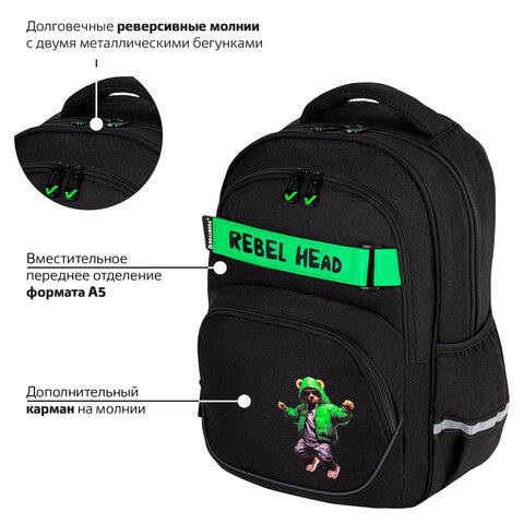 Рюкзак BRAUBERG MOTION, 2 отделения, 3 кармана, "Be cool", 41х28х17 см, 273116