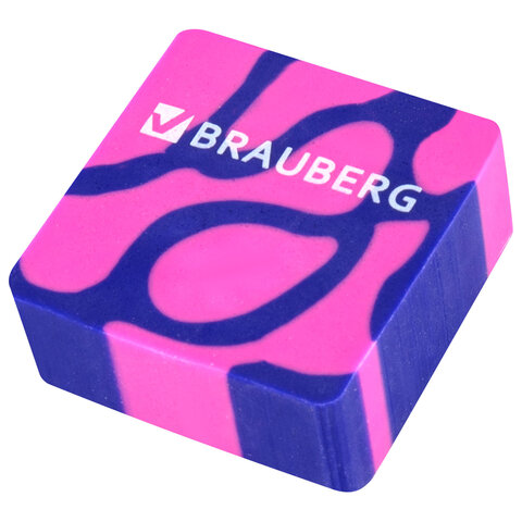 Ластик BRAUBERG "CLARITY", 34х34х14 мм, квадратный, экологичный ПВХ, ассорти, 272732
