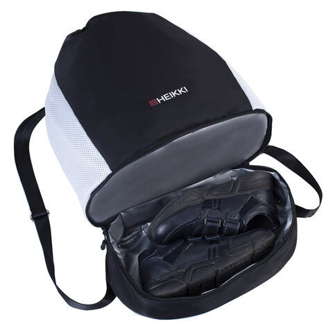 Рюкзак спортивный мешок HEIKKI ACTION (ХЕЙКИ) с отделением для обуви, вентилируемые стенки, 45х34 см, "Total black", 273455