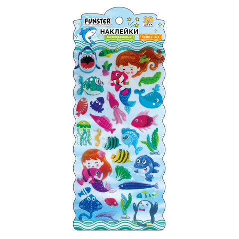 Наклейки зефирные "Животный мир", 19х9,5 см, ассорти 8 видов, FUNSTER (ФАНСТЕР), 666089
