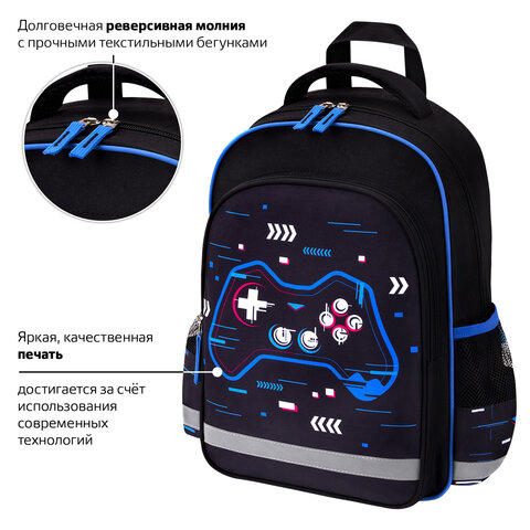 Рюкзак ПИФАГОР SCHOOL, 1 отделение, 3 кармана, "Lucky gamer", 38x28х14 см, 273172