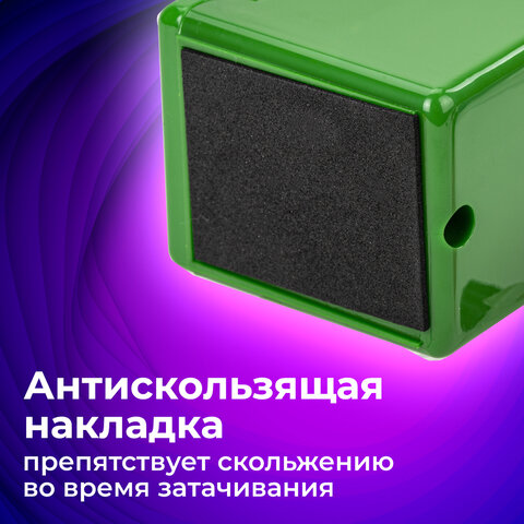 Точилка механическая BRAUBERG "JET", металлический механизм, корпус зеленый, 229571