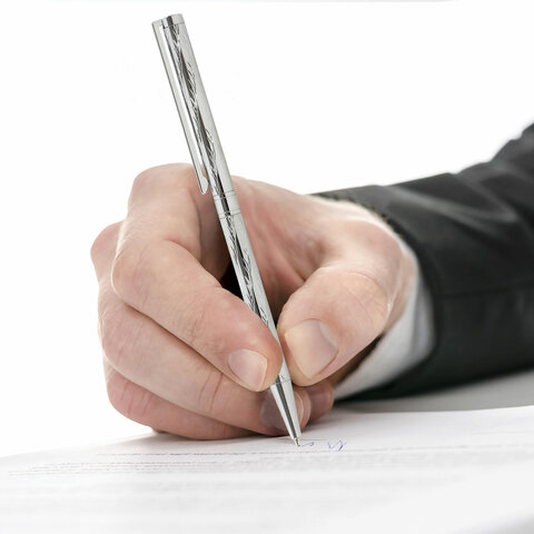 Ручка подарочная шариковая GALANT "ASTRON SILVER", корпус серебристый, детали хром, узел 0,7 мм, синяя, 143527