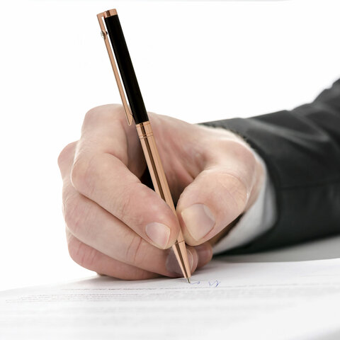 Ручка подарочная шариковая GALANT "ASTRON", корпус черный с золотом, детали золотистые, узел 0,7 мм, синяя, 143525