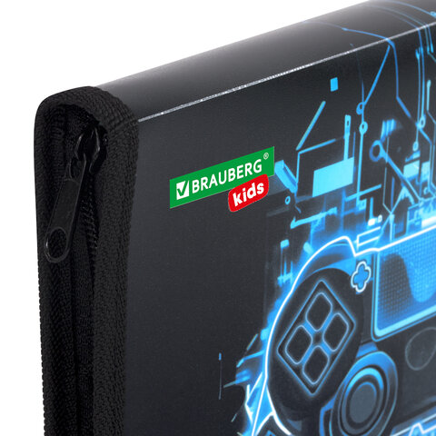 Папка для тетрадей BRAUBERG KIDS А5, 1 отделение, пластик, молния вокруг, "Digital gamepad", 273326
