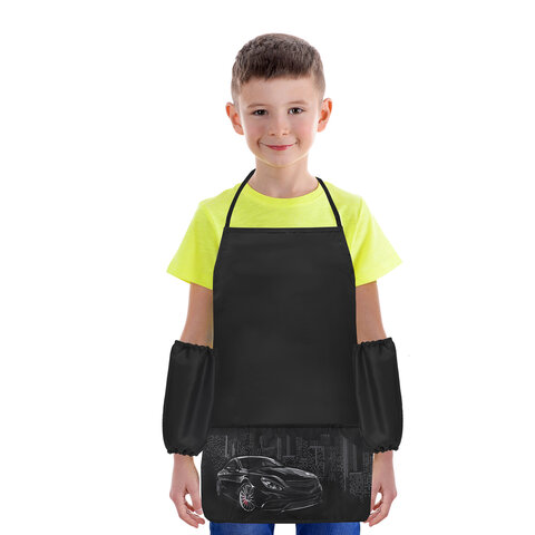 Фартук с нарукавниками для уроков труда BRAUBERG, 3 кармана, 46x54 см, "City car", 273639