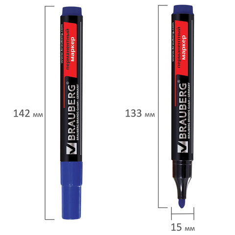 Маркеры перманентные BRAUBERG "Contract", НАБОР 4 ЦВЕТА, круглый наконечник 3 мм, 150474