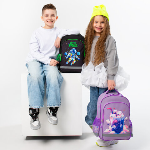 Рюкзак ПИФАГОР SCHOOL, 1 отделение, 3 кармана, "Outer space", 38x28х14 см, 273173