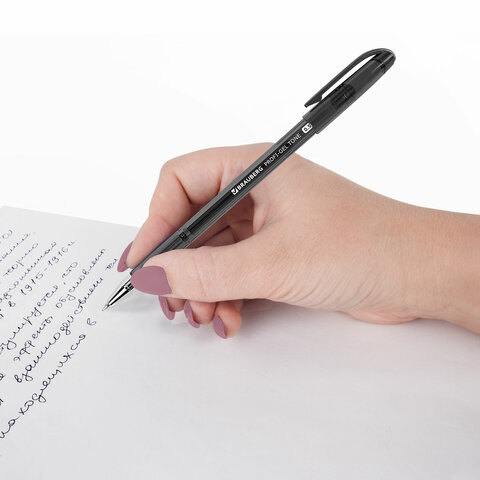 Ручка гелевая BRAUBERG "Profi-Gel TONE", ЧЕРНАЯ, линия письма 0,4 мм, стандартный наконечник 0,5 мм, тонированный корпус, 144127