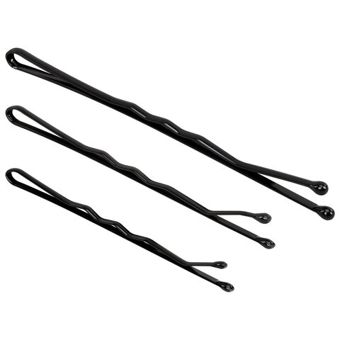 Невидимки для волос НАБОР 60 шт., 4,5 см, 5 см, 6 см, в кейсе, чёрный, MONTE VITA (МОНТЕ ВИТА), 457102