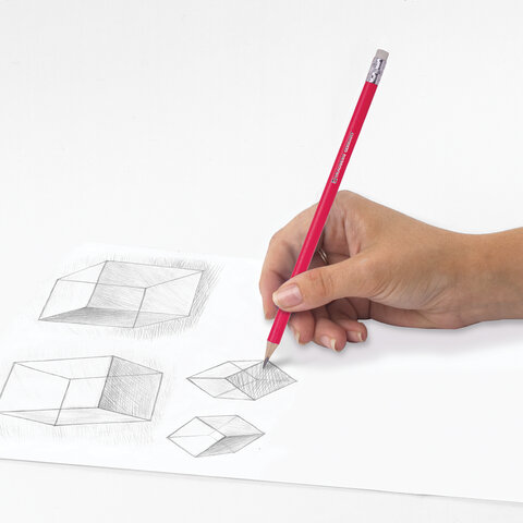 Карандаши чернографитные BRAUBERG НАБОР 6 шт., НВ, трехгранные, с резинкой, корпус ассорти, заточенные, 180630