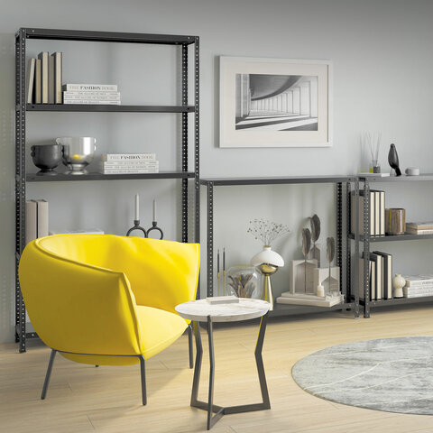 Стеллаж металлический BRABIX "ГРАФИТ MS KD-180/50-5", лофт, 1800х1000х500 мм, 5 полок, 291270, S240BR145593