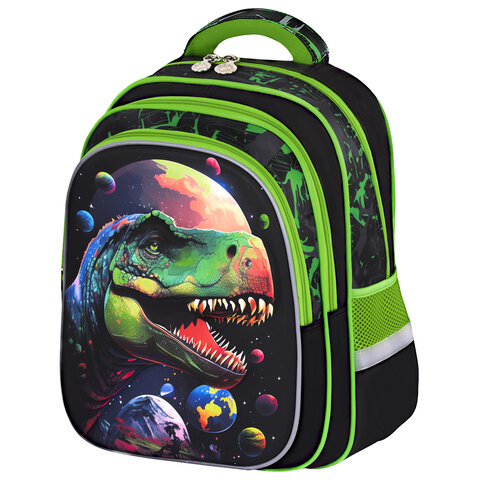 Рюкзак BRAUBERG KIDS FLOSSY, 2 отделения, 3 кармана, "Galaxy Dino", 3D-панель, 40х28х18 см, 273182