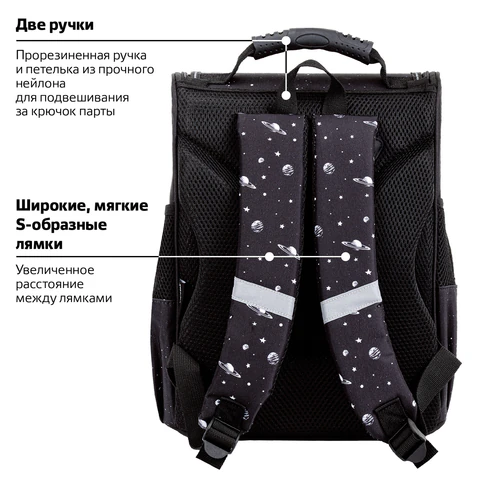 Ранец ПИФАГОР BASIC, 1 отделение, 3 кармана, эргономичная спинка, "Space invader", 35х28х18 см, 273140