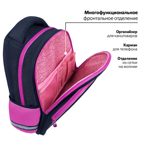 Рюкзак BRAUBERG OPTIMA, 2 отделения, с брелоком, "Tiny beauty", 36х27х18 см, 273155