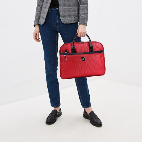 Сумка портфель BRAUBERG DANDY с отделением для ноутбука 15,6", 3 кармана, "Dialog", красная, 30х40х7 см, 240462