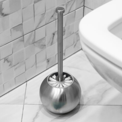 Ершик для унитаза с подставкой в форме шара, нержавеющая сталь, матовый, LAIMA, 601617