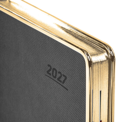 Ежедневник датированный 2027, А5, 148х218 мм, GALANT "Infinity Gold", под кожу, серый, 118062