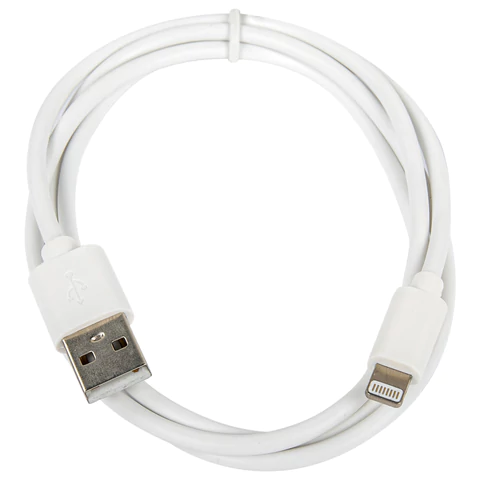 Кабель USB2.0 – Lightning, 1 м, SONNEN, медь, для передачи данных и зарядки, белый, 513559