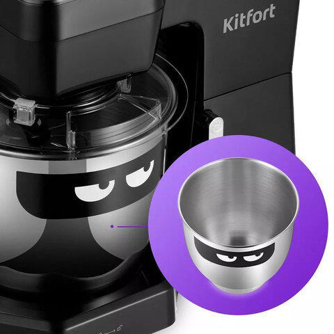 Миксер планетарный KITFORT KT-3434, 1300 Вт, 10 скоростей, 3 насадки, чаша 4,5 л, кухонные весы, черный, КТ-3434