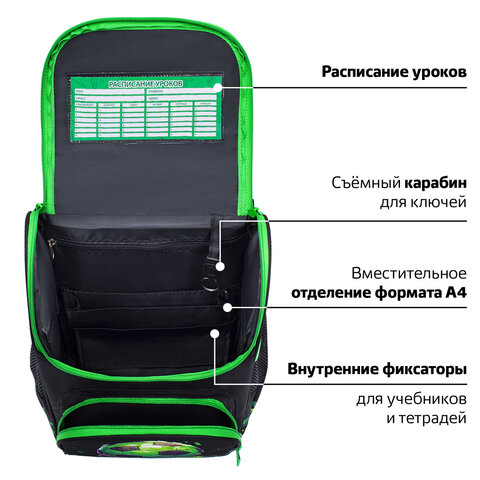 Ранец ПИФАГОР BASIC, 1 отделение, 3 кармана, эргономичная спинка, "Offline", 35х28х18 см, 273139