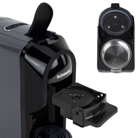 Кофемашина капсульная 3 в 1 для молотого кофе и капсул DOLCE GUSTO и NESPRESSO, SONNEN CM510G,1450 Вт, 0,6 л, графит, 457339