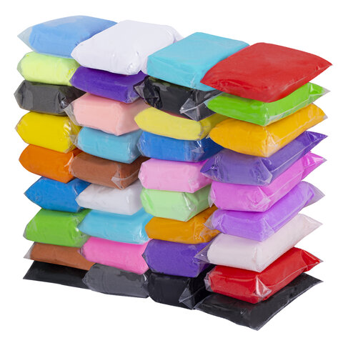 Пластилин супер лёгкий воздушный застывающий 36 штук (32 цвета + 2 белых + 2 черных), 310 г, 3 стека, ПИФАГОР, 107042