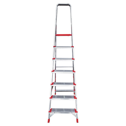 Стремянка алюминиевая 7 ШИРОКИХ СТУПЕНЕЙ 13 см, площадка 1,5 м, нагрузка 225 кг, вес 8 кг, НОВАЯ ВЫСОТА, 3117107, 5110107/3117107