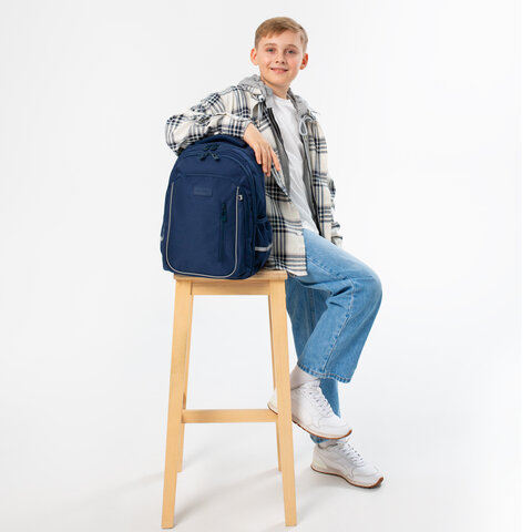 Рюкзак BRAUBERG INTENT, 2 отделения, 4 кармана, "Navy blue", 39х27х14 см, 273113