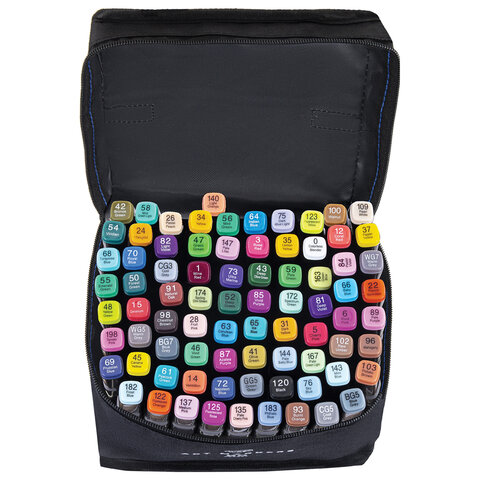 Маркеры для скетчинга двусторонние, НАБОР 80 шт, текстильный чехол, WBZ (ВБЗ), 152575