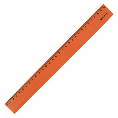 Линейка пластиковая 30 см BRAUBERG "NEON", ассорти, пакет, 210751