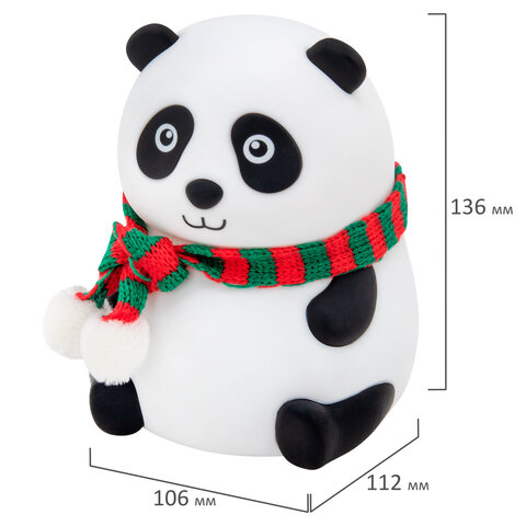 Ночник силиконовый LED "Панда" 106x112x136 мм, белый свет/RGB, таймер, USB, аккумулятор 1200 мАч, DASWERK (ДАСВЕРК), 238937