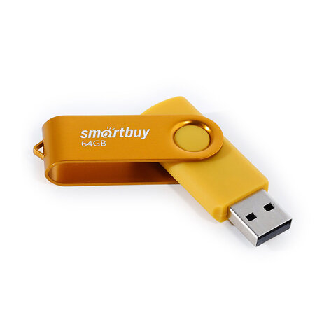 Флеш-диск 64 GB SMARTBUY Twist USB 2.0, желтый, SB064GB2TWY
