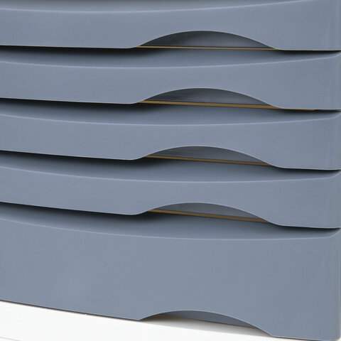 Бокс с замком и 5 выдвижными лотками, корпус и лотки серые, 235х300х355 мм, BRAUBERG "Office-Expert", 238048