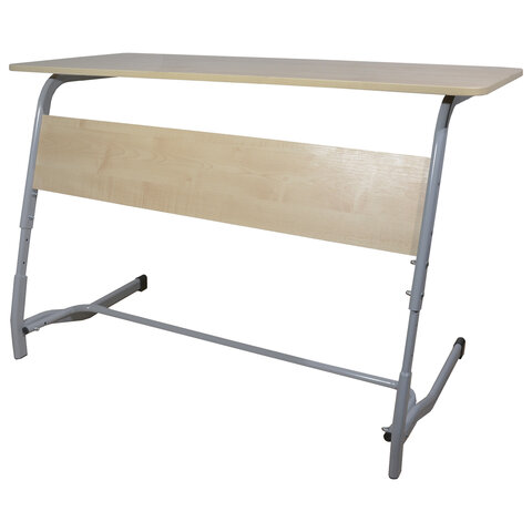 Стол-парта 2-местный регулируемый "Олимп", 1200х500х640-760 мм, рост 4-6, серый каркас, ЛДСП клён