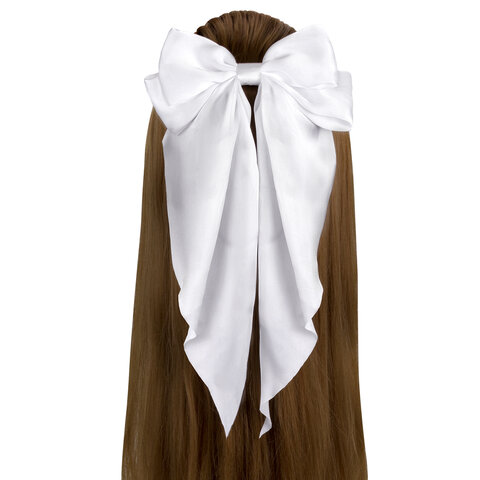 Заколка для волос баретте с бантом и широкими длинными хвостиками, белый, MONTE VITA (МОНТЕ ВИТА), 457114