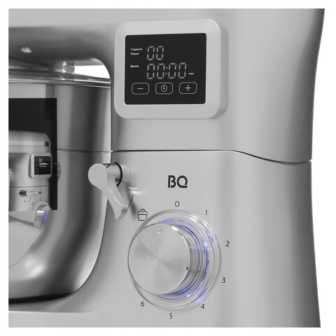 Миксер планетарный BQ (БИ-КЬЮ) MX640, 1600 Вт, 6 скоростей, 3 насадки, металлическая чаша 6 л, серебро, 86194435