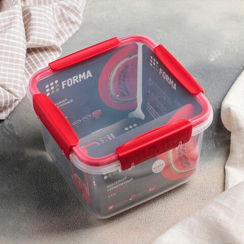 Контейнер с крышкой пищевой 1,2 л герметичный, BUTTERFLY, ланч бокс, 8,5х15,6х15,6 см, прозрачный, 4378459, 437845900