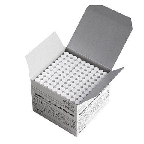 Мел белый круглый средней твердости 100 штук, ГАММА, картонная упаковка, 280120212