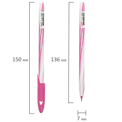 Ручка шариковая STAFF "CANDY PASTEL", синяя, игольчатый узел 0,6 мм, линия 0,3 мм, 144235