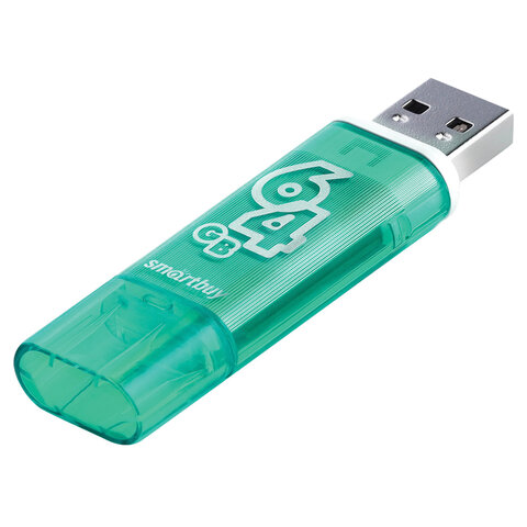 Флеш-диск 64 GB SMARTBUY Glossy USB 2.0, зеленый, SB64GBGS-G