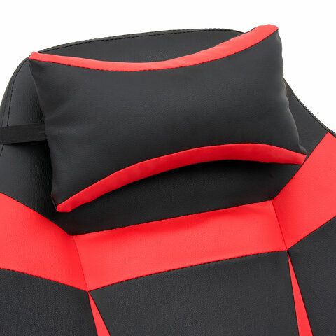 Кресло компьютерное CROMEX (КРОМЕКС) "Start GM-105", две подушки, экокожа, черное/красное, 532957