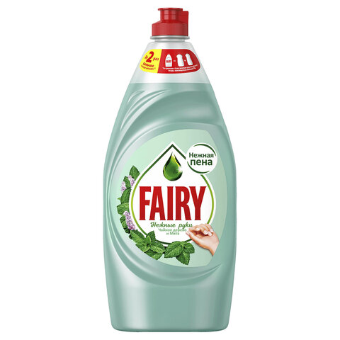 Средство для мытья посуды, 900 мл, FAIRY (Фейри) Нежные руки "Чайное дерево и мята"