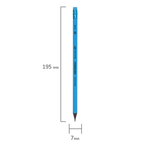 Карандаш чернографитный BRAUBERG KIDS, 1 шт., HB, трехгранный, с ластиком, 181996