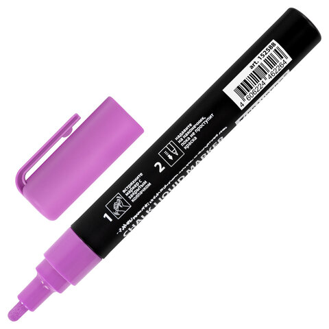 Маркер меловой CHALK LIQUID MARKER, ФИОЛЕТОВЫЙ, 3 мм, стираемый, BRAUBERG "CHALK", 152588