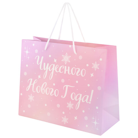 Пакет подарочный (1 шт.) новогодний, 26х13х32 см, с эффектом СИЯНИЯ, голография, ассорти ЗОЛОТАЯ СКАЗКА, 592426