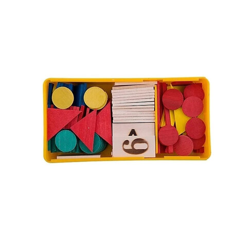 Касса цифр и счетного материала из натурального дерева "Учись считать", 128 предметов, пенал, С 515